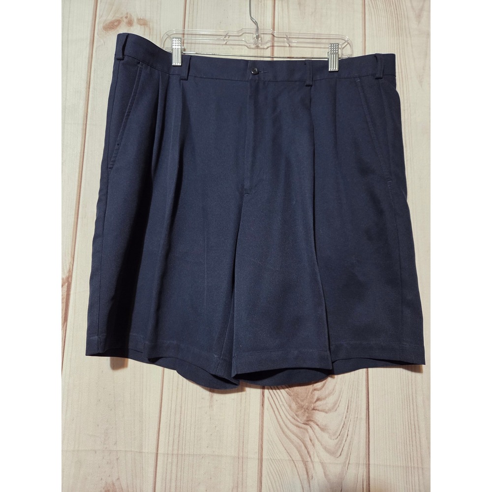 Perry Ellis America Mens Navy Blue Pleated Golf Shorts Size 40 Polyester‎
